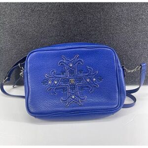 Miss Me‎ Crossbody Shoulder Bag Purse Leather Blue Embellished Cross